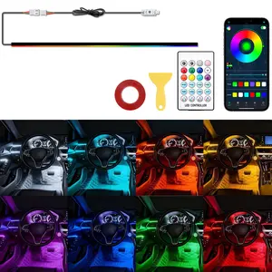 Car Interior LED Ambient Light Strip, 2 in 1 RGB Ambient Acrylic LED Lighting Kit, RGB Multicolor with App & Remote Control, Music Sync, USB Powered outdoorfun