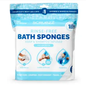 Scrubzz Disposable Rinse Free Bathing Wipes - 25 Pack - All-in-1 Single Use Shower Wipes, Simply Dampen, Lather, and Dry Without Shampoo or Rinsing