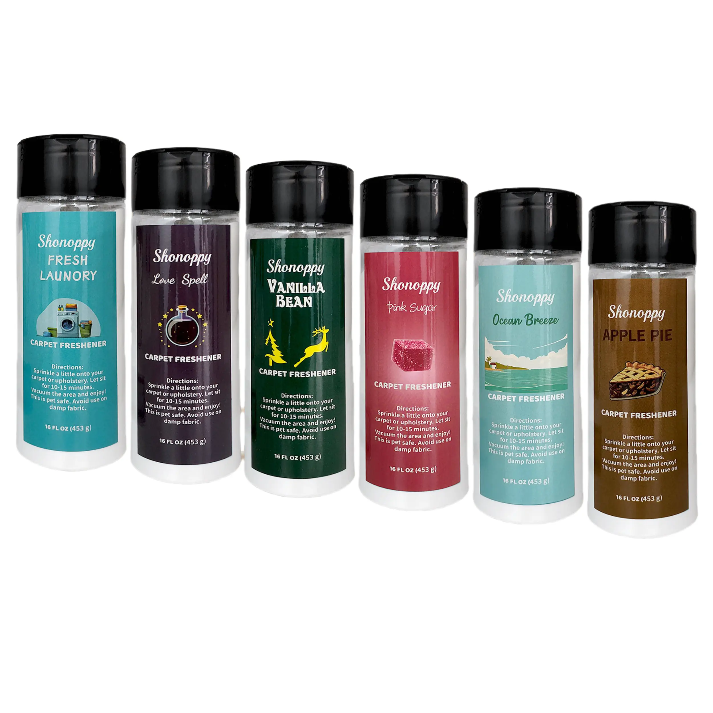 16oz Car Fragrance Deodorizing Powder - 3-Second Odor Eliminator, 6 Premium Fresh Scents, Single Sprinkle App, Chemical-Free Luxury with Mav Wicks, Proven Results, Dual-Use for Car & Home Upholstery, Ideal for Busy Moms
