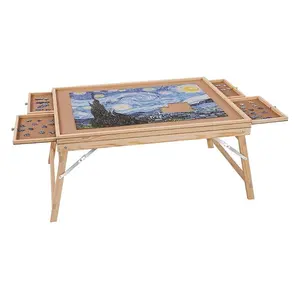 1500 Piece Puzzle Table with Folding Legs, 4 Drawers and Cover, 32.7"x24.6" Wooden Jigsaw Puzzle Plateau, Puzzle Accessories Board for Adults, Puzzle Organizer Storage System, Gift for Mom