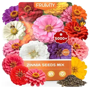 Zinnia Seeds for 2026 Planting, 5000+ Flowers Seeds, 7 Vibrant Colors Mix & Large Bloom, Heirloom Wildflower Seeds for Pollinator Garden Outdoor Borders, Easy to Grow Annual Flowers