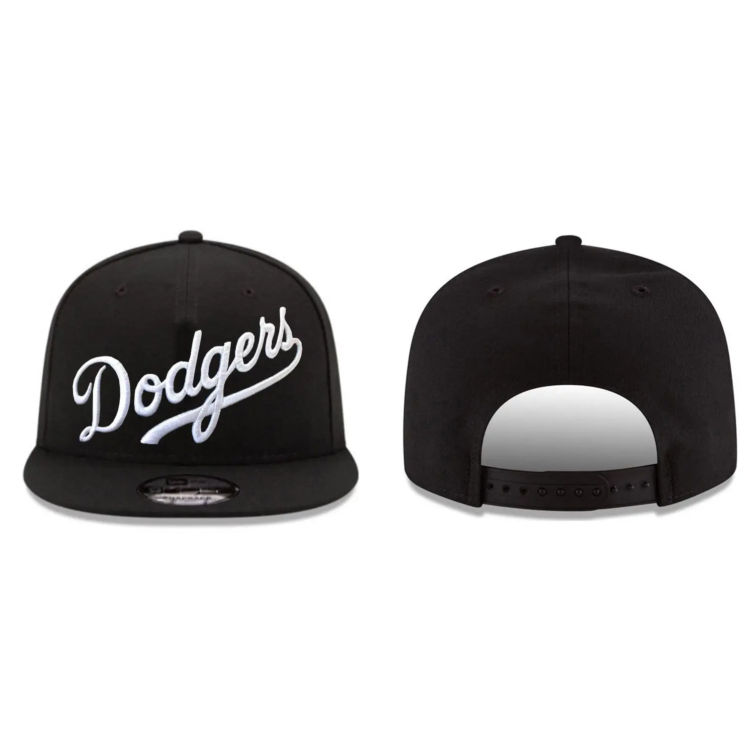 Los Angeles Dodgers 9FIFTY Snapback Cap, Adjustable Flat Brim Hat with Embroidered Script Logo and Structured Crown Design