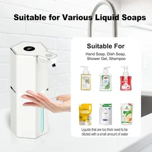 Automatic foaming soap dispenser, contactless USB rechargeable electric wall-mounted design with adjustable 4-level foaming pump; suitable for bathroom, kitchen, and tableware cleaning; wall-mounted bathroom liquid soap dispenser; foaming hand sanitizer/l