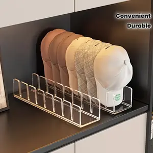 1/2-Pack Acrylic Baseball Cap Storage Rack| Durable Wardrobe Drawer Hooks, Black Plastic Multi-Compartment Storage Solution, Convenient Hat Display Additions
