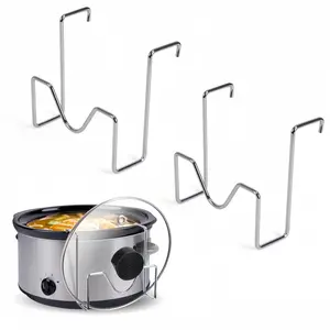 Stainless Steel Pot Lid Rack, Slow Cooker Lid Tray, Space Saving Kitchen Countertop Design, Non-Slip Anti-Tip, Fits Various Lids, Kitchen Organizers, Kitchen Utensils Accessories, Kitchen Utensil Holder