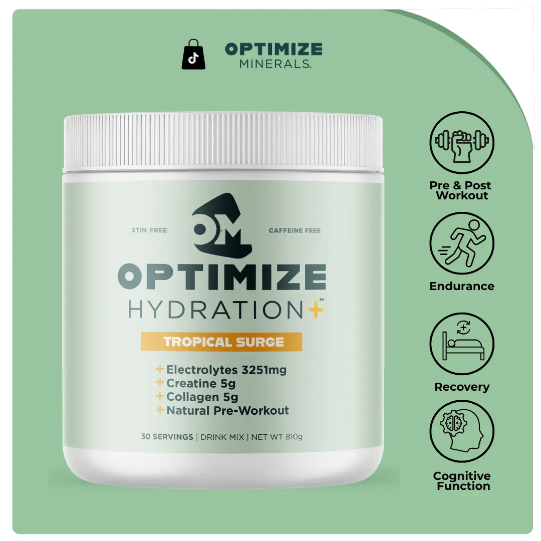 OPTIMIZE HYDRATION+ - Daily Hydration, Recovery, and Stim Free Natural Pre Workout Formula