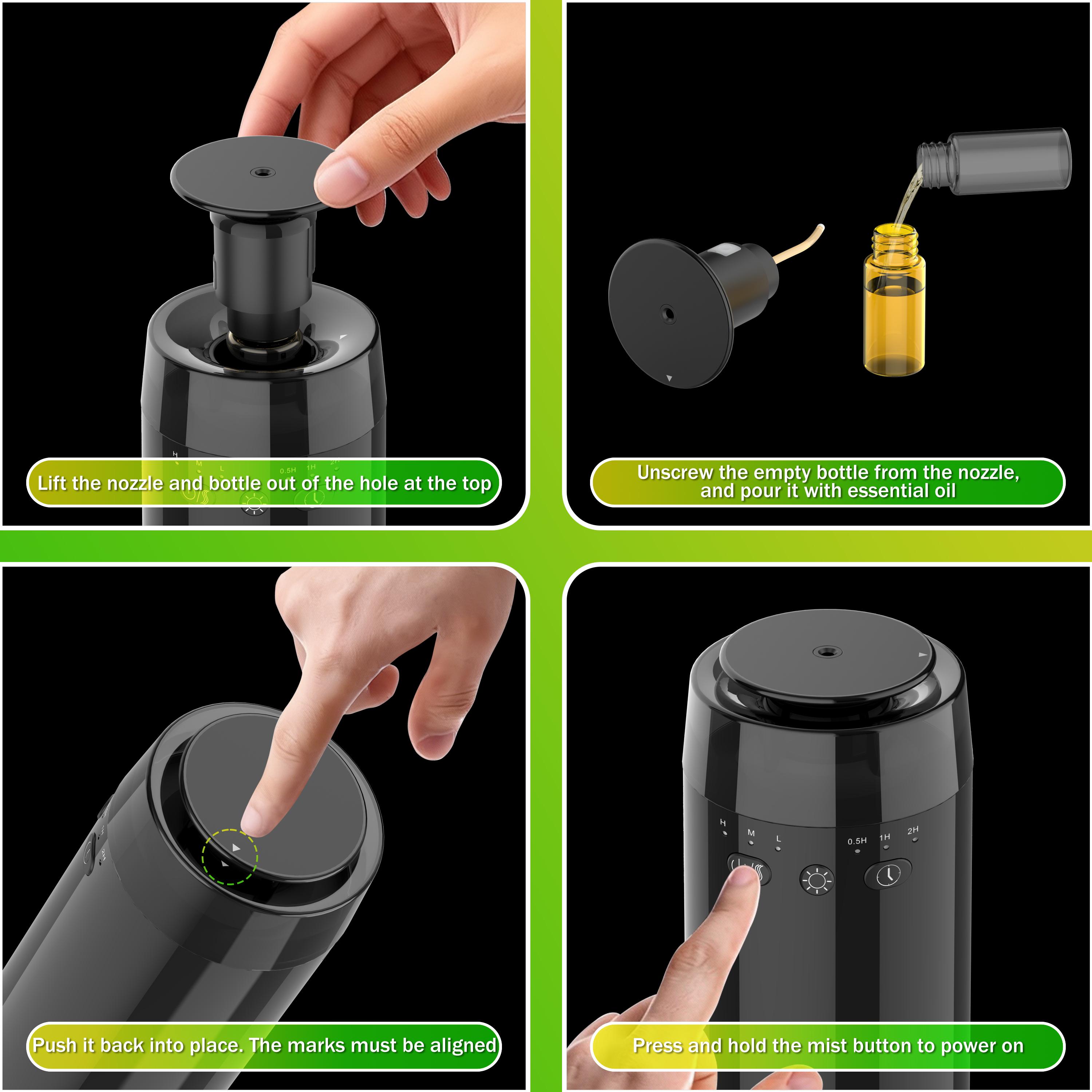 Waterless Essential Oil Diffuser: Battery Mini Scent Air Machine with 8 Bottles of Essential Oils for Home, Room, Car, Office with RGB Colorful Light — Cool Mist Aroma Machine Waterless Essential Oil Diffuser: Battery Mini Scent Air Machine with 8 Bottles of Essential Oils for Home, Room, Car, Office with RGB Colorful Light — Cool Mist Aroma Machine