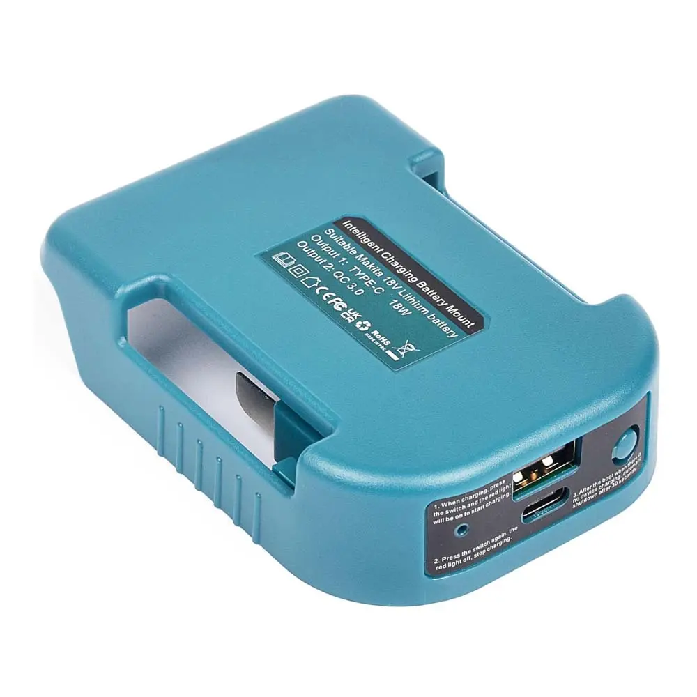 1pc Makita 18V Lithium Ion Battery Fast Charger Dock - 18W Type-C Port, 5V USB Port, Lightweight Plastic Body, Portable Adapter with No Plug (Not Applicable), Compact Reliable Office Computer Accessory, Reliable Accessory
