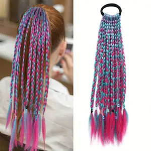 1 piece of 12-strand wig braid with colorful ends, multi-colored braids, hair accessory, braided ponytail, fashionable performance-style headwear, ideal for daily wear and as a gift!,Mother's Day gifts, Dolly Day gifts