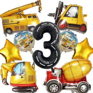 Construction truck balloons construction birthday party supplies construction trucks party decorations for boys 3rd birthday party construction tractor themed birthday party favor