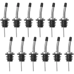AOZITA 12 Pack Classic Bottle Pourers, Stainless Steel Liquor Pour Spouts Tapered Spout - Liquor Pourers with Rubber Dust Caps for Alcohol, Olive Oil,Bar Bartender Accessories AOZITA
