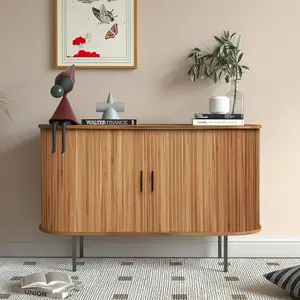 Giratree Fluted Buffet Sideboard Cabinet with Tambour Sliding Doors,Accent Curved Storage Cabinet,47.2" Modern Sideboard for Living Room