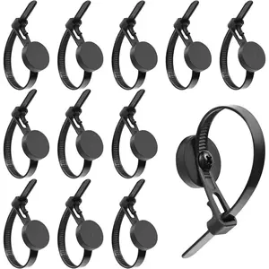 Pack of 12 Magnetic Zip Tie Mounts Magnetic Cable Clips Organize and Secure Cable Wires with Powerful Multipurpose Magnetic Cable Tie Mount Base for Electrical Wire