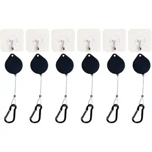 (6 Sets) VR Cable Management Compatible for Quest 3S/Quest 3/Quest 2/Quest/Rift S/Valve Index/HTC Vive/Sony PlayStation or Other Wired PCVR Games Retractable with Lanyards and Adhesive Hooks
