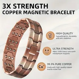 TTL Shop Copper Bracelet for Men 99.99% Pure Copper 3500 Gauss Neodymium Magnets Adjustable Minimalist Bangle Perfect Gift for Dad Boyfriend Loved One Brother