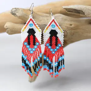 Indigenous Women Pattern Beaded Handmade Earrings For Women
