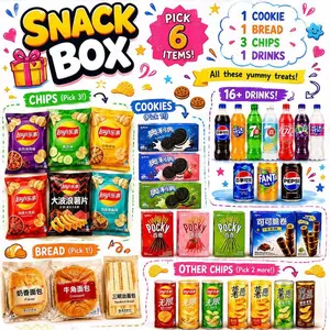 6 Full-Size Asian Snack Box Assortment - Sweet Snacks, Chips, Ramen & Drinks for Exotic Flavors - Affordable Multipack Gift Set Variety Snacks
