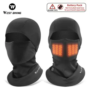 WEST BIKING Winter Electric Heating Headgear Face Warm Windproof Mask for Men Winter Windproof Cycling Warm Heat Fleece Mask