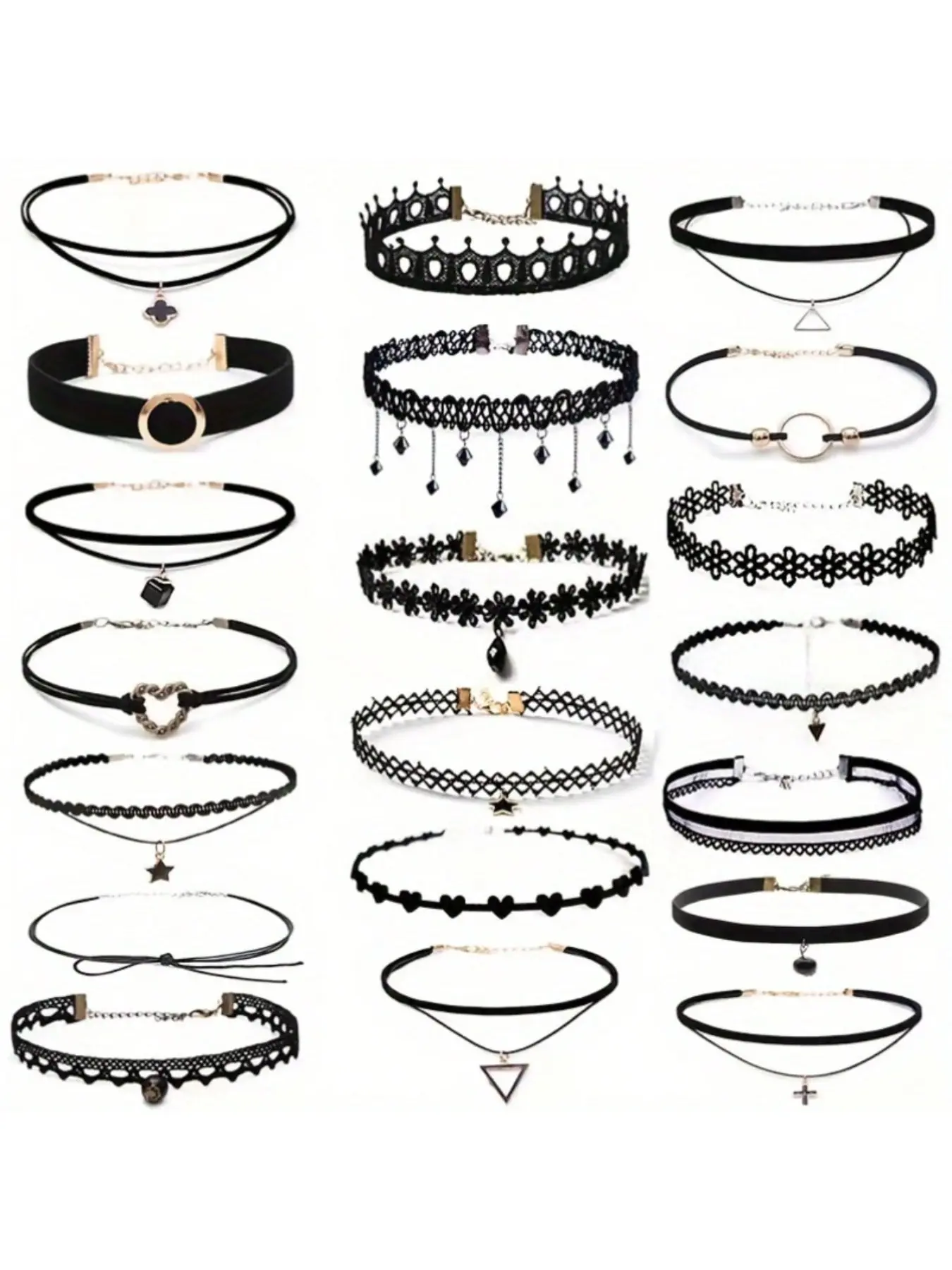 20pcs Gothic Choker Set, Stretchy Lace Costume Necklaces for Women, Perfect for Parties, Costume & Holiday Gifts, Gothic Jewelry