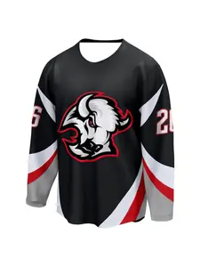 2026 New hockey jersey Black with red/white gray aggressive Buffalo Logo Dynamic Design sports jersey 3d HD print