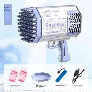 Bubble Gun, Bazooka Bubble Machine Gun, Bubble Blaster Gun with Bubble Solution, 69 Holes Bubble Bazooka Gun Outdoor Summer Toy Party Favors for Kids Purple Christmas Bubble Maker Blowers