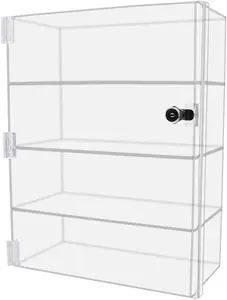 Acrylic Locking Vertical Cabinet with Keys 12" x 8" x 16" Clear Countertop Hinged Swing Door Locker for Retail Products and Convenience Stores Merchandise by 321 Plastics