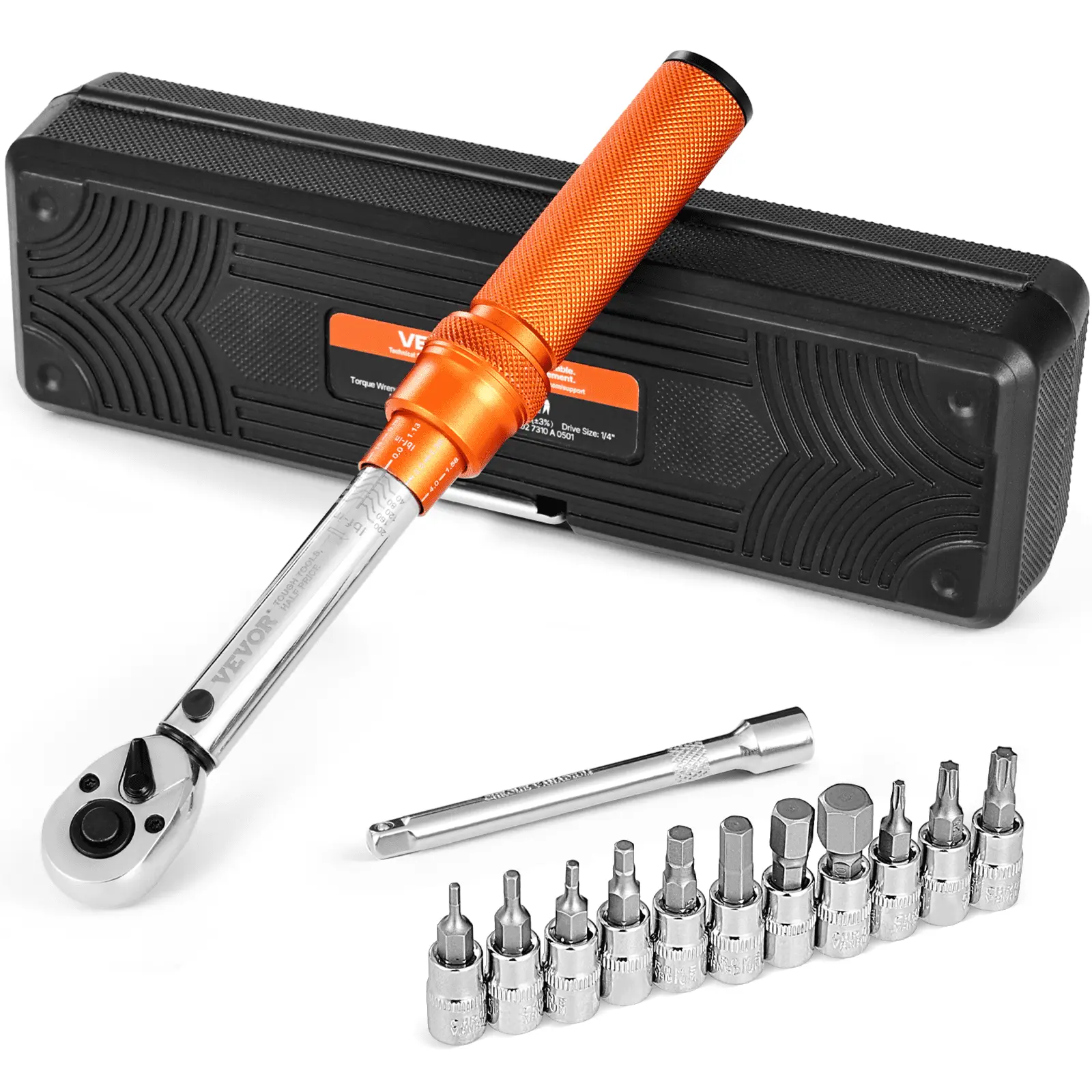 【DealsForYouDays】Precision Torque Click Wrench Set, 1/4-Inch Drive, 20-200 in-lb/2.3-22.6 Nm, Dual-Direction & Dual-Range Scales, 72-Tooth, 3 High-Precision Components, Father's Day Gift with Bit Sockets & Extension Bar for Bicycle Repair & Torquing Bolts