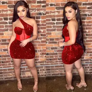 Women's Sexy Elegant Tight Dress Party Club Night Wear Hot Diamond Mini Dress Club Wear Sleeveless Fashion jaliyah prom dress graduation dresses