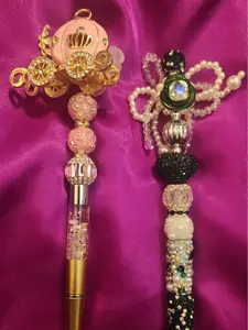 Bluetifully Beaded Diva Fancy Pen with Plenty of Beading and/or Fancy Topper, Smooth Writing Ink Pen-LIVE CLAIM