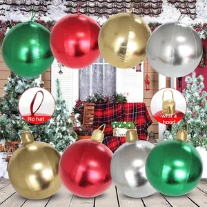 1pc Inflatable Christmas Ball Outdoor Yard Decoration, Disco Glitter Reusable Party Decor, Holiday Atmosphere Hanging Ornament, Party Decoration Supplies