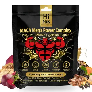 HiPlus 50,000mg Shilajit Maca Capsules with Ashwagandha & Panax Ginseng - Support Natural Energy, Stamina & Vitality for Men - 150 Softgels