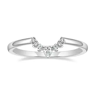 EAMTI Wedding Bands for Women Pear & Round Shaped CZ Cubic Zirconia Curved Stackable Engagement Rings for Her