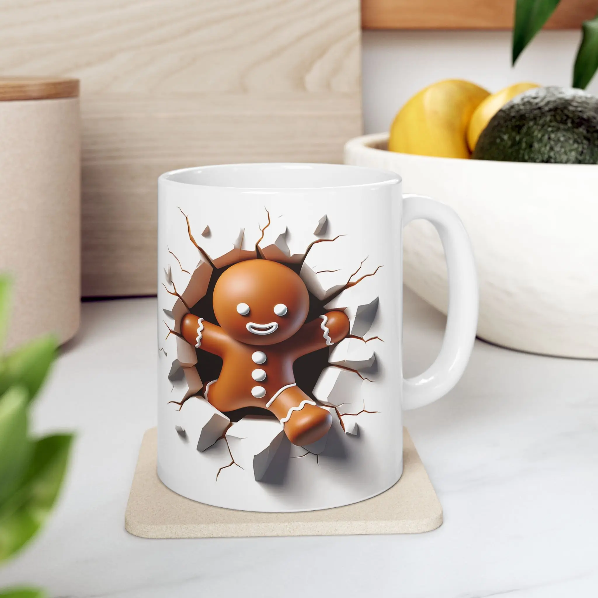 Gingerbread Cookie Ceramic Mug - Holiday Gifts, Christmas Decor, Coffee Lover, Kitchen Essentials, Cute Drinkware