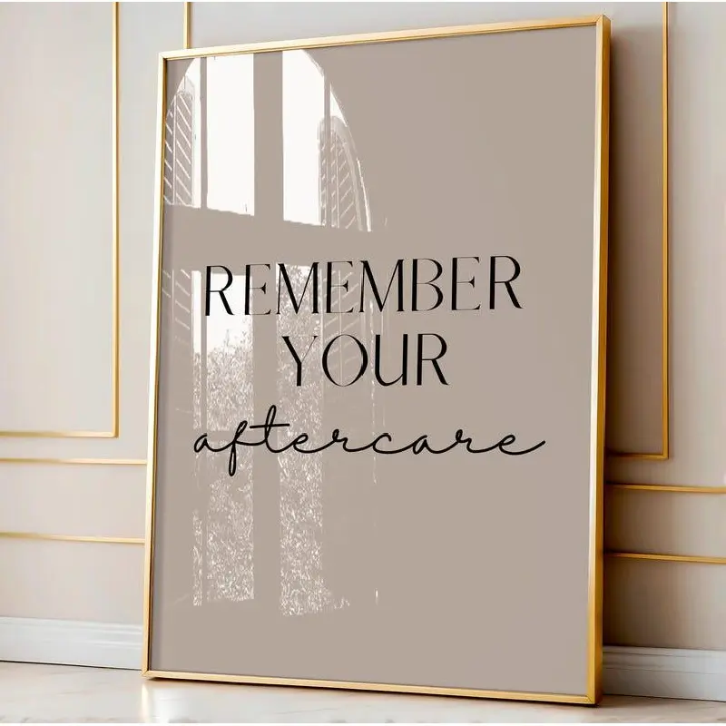 Unframed Style "Remember Your Aftercare" Letterpress Print Poster - Waterproof, Solid-Design Wall Art, Lash Tech Salon Decor, Room Accent, Ready-to-Hang Home Supplies (Frame Not Included)