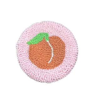 Peach Fruit Punch Needle Coaster - Pink and orange design