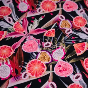 Exotic Sliced Fruited Printed Spandex Fabric | Blue Moon Fabrics