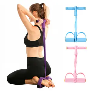 Portable Pedal Resistance Band Trainer, Multifunction 6-Tube Elastic Pull Rope for Home Workout, Stretching & Fitness