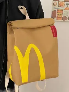McDonald's bag, classic retro backpack, leisure nylon backpack, retro women's bag, student schoolbag, large capacity and durable schoolbag, notebook backpack, large capacity college class leisure gift, adjustable shoulder strap.