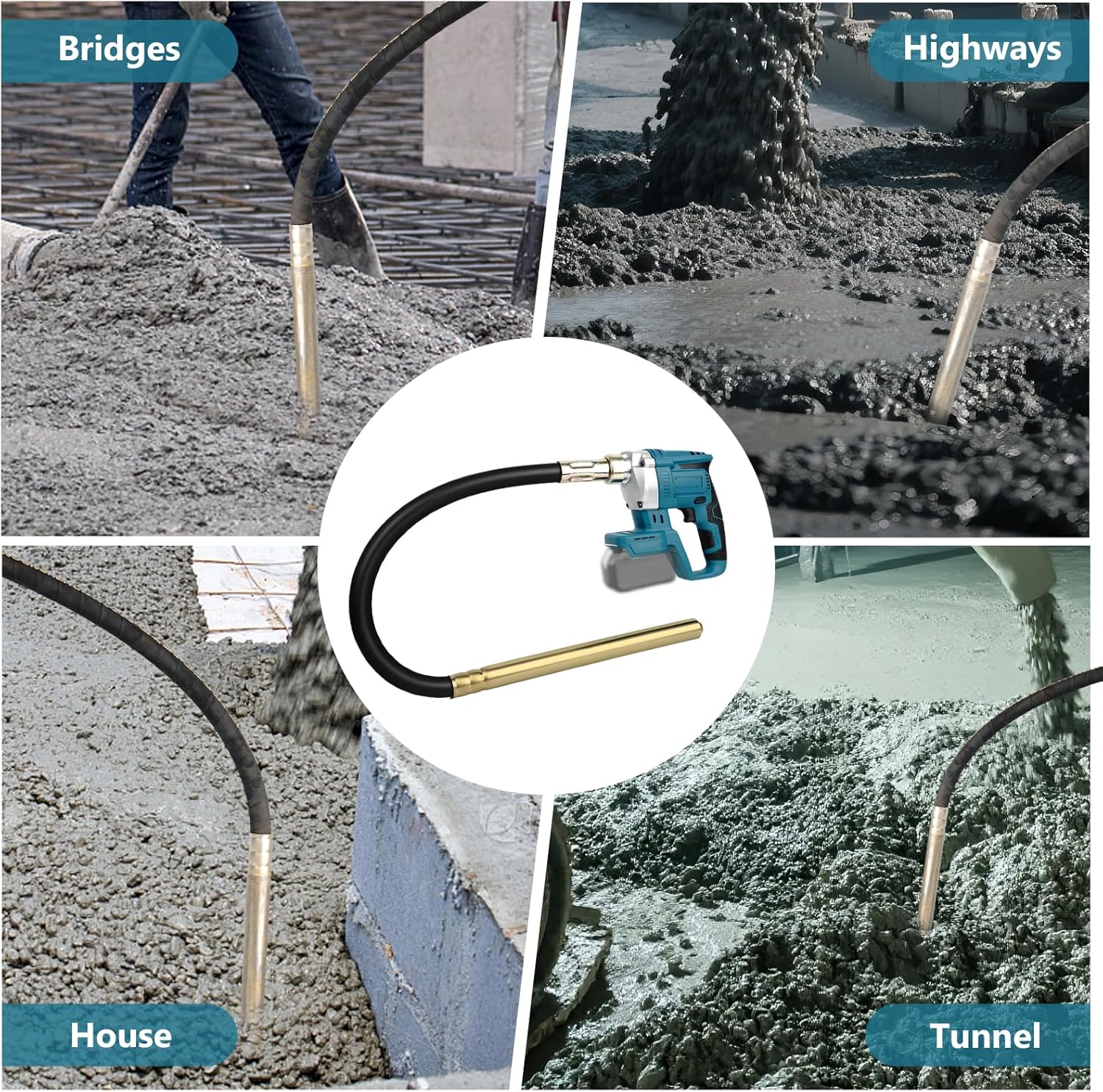 Handheld Concrete Vibrating Tool Compatible with Makita 18V Battery(No Battery), 600W Cordless Electric Concrete Vibrating w/3.8ft Shaft Rod, Portable Pencil Cement Vibrating Remove Bubble Handheld Concrete Vibrating Tool Compatible with Makita 18V Battery(No Battery), 600W Cordless Electric Concrete Vibrating w/3.8ft Shaft Rod, Portable Pencil Cement Vibrating Remove Bubble