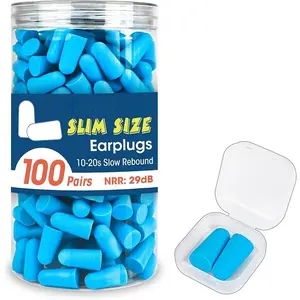 100 Pairs Ear Plugs Bulk, NRR 32dB Soft Foam Ear Plugs for Sleeping Noise Cancelling, Earplugs for Concerts Shooting Swimming Noise Reduction (Lake Blue)