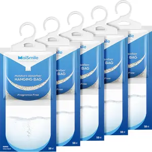 5/10 Pack Moisture Absorber Bags (9.8oz Each) - Fragrance-Free Hanging Dehumidifier for Closet, Car, Bathroom, Bedroom & Basement