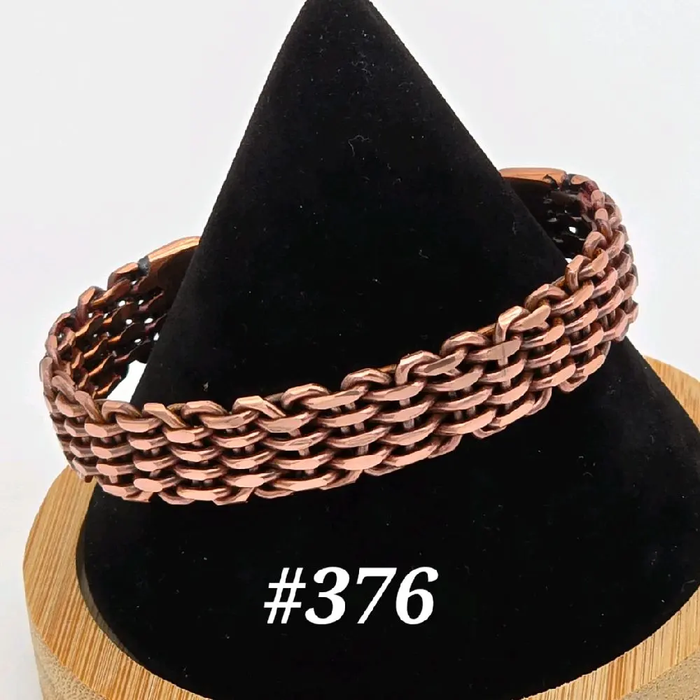 #376 Pure Copper 6 1/8" x 1/2" Handmade Cuff Bracelet Unisex Artisan Jewelry Open Cuff Design Gift Ready Durable Stylish Everyday Wear Handwoven