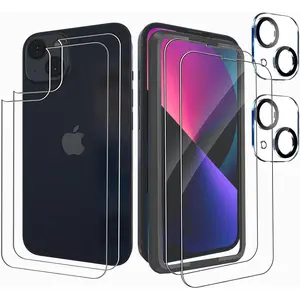 2 Front + 2  Screen Protector for  13 (6.1") +2 Camera Lens Protector, 9H Hardness Tempered Glass, With Installation Frame, Case friendly for  13