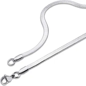 Stainless Steel Flat Herringbone Snake Chain Necklace for Men & Women