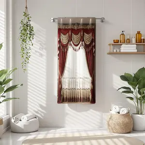 1Pc Luxury style with Red and Cream Colors Bathroom Hand Towel Bath Towel, Multiple Size Microfiber Towel, Ultra-Soft Quick Dry and Absorbent Polyester Large Bath Towel, Unique Home Decorative Kitchen Towels, Festi