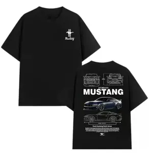 Mustang Dark Horse Blueprint T-Shirt, Gift For Mechanic Lover, Tee For Car Fan, Fashion Streetwear