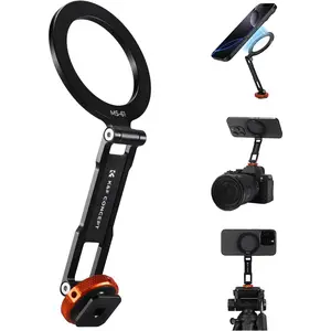 K&F CONCEPT Magnetic Metal Phone Mount with Cold Shoe Mount, Adjustable Rotatable Phone Holder Adapter Compatible with iPhone 17/16/15/14/13 Serie, Camera Monitoring, Tripods, Stabilizers