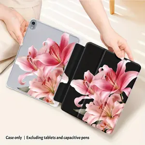 Double-Sided Printed Vibrant Pink Floral Trifold Tablet Case, Single-Side Print, Adjustable Stand & Pencil Holder, Compatible with iPad 10th/11th Gen, iPad A16, 10.2" iPad, 11" iPad Pro 2020/2021, 11" iPad Air, iPad 2025 & Samsung Tab S9 FE+ 12.4" Series,