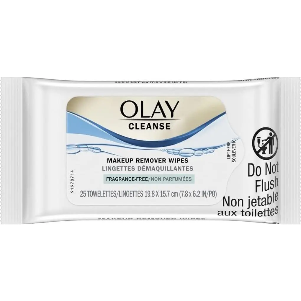 Olay Cleanse Makeup Remover Wipes, Fragrance Free, 25 count
