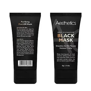 Aesthetics Black Peel-Off Mask 50g - Radiant Tightening Deep Cleansing & Exfoliating Formula with Activated Charcoal for Softer Smoother Skin Daily Firming